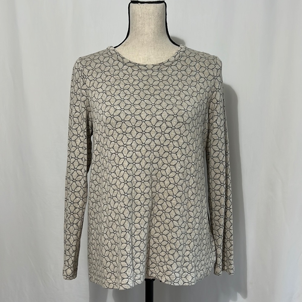 J. Jill Cream Tunic With Geometric Floral Pattern, XS